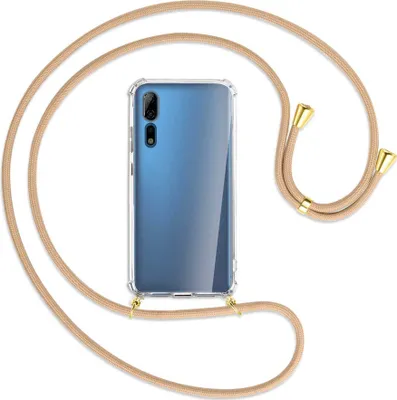 Produktbild von Handykette Backcover-Schutzhülle mit Band (Metall goldfarben) für ZTE Axon 10 Pro - beige