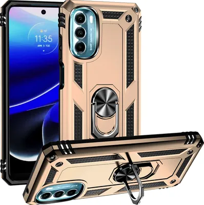 Produktbild von Moto G 5G 2022 Hülle, Dual Layer Robust Militäre Schutzhülle mit Ringhalterung Ständer für Motorola Moto G 5G 2022 Gold