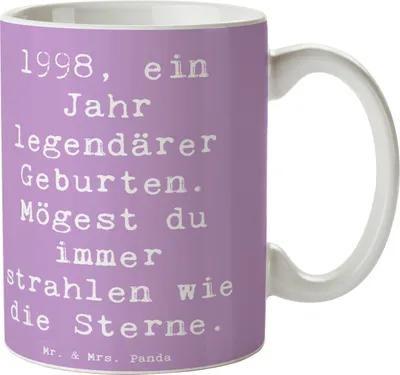 Produktbild von Mr. & Mrs. Panda Kaffeetasse Spruch 1998 Geburtstag Glanz - Lavendeltraum - Geschenk, strahlen, Alter, Becher, leuchtende Sterne, funkelnde, positive Motivation, Teetasse