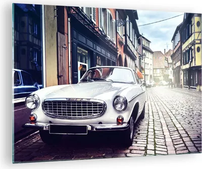 Produktbild von Bilder auf glas - Auto Straße Haus - 70x50cm - Glasbilder - Wandbilder - Kunstdruck - zum Aufhängen bereit - Wanddekoration aus Glas - Glas Bilder - Wandbild auf Glas - Einteilig - GAA70x50-3677