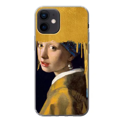 Produktbild von MuchoWow® Handyhülle Schutzhülle Hülle für iPhone 12 Mädchen mit einem Perlenohrring - Gold - Vermeer Silikon Softcase Handy Hülle - Schutzhülle