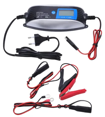 Zdjęcie produktu dla Inteligentna ładowarka akumulatorów, 12 V 24 Automatyczna ładowarka Wyświetlacz LCD, profesjonalne sterowanie samochodowe (wtyczka UE)