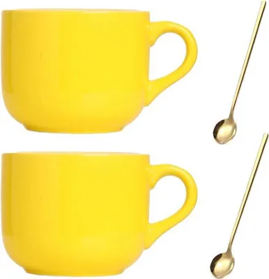 Image de Tasse à café Famanu avec anse, 650 ml - Jaune