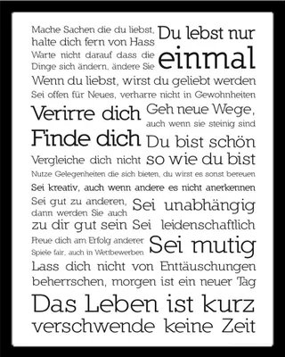 Image de Motivational - Mini Poster - Tu ne vis qu'une fois + cadre interchangeable, Shinsuke® Mini MDF noir, vitre acrylique