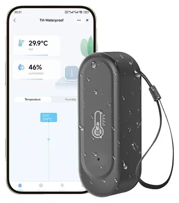 Image de Capteur de température et d'humidité, compatible WiFi et Zigbee, étanche IP65, WiFi noir