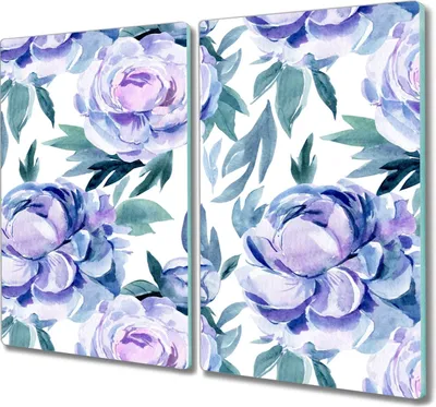 Produktbild von Coloray Schneidebrett Herdabdeckplatte 2x30x52 cm Kochplattenabdeckung Küchenbrett Hackbrett - Blumen Pflanzen