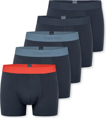 Image de Schiesser boxer lot de 5 95/5 organic Coton boxer briefs dark blue waistband blue / red / dark blue hommes
