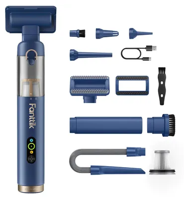 Produktbild von Fanttik Slim V10 APEX Kabelloser 4-in-1 Auto & Tragbarer Mini-Handstaubsauger, 19 kPa Saugkraft, Smarter Digitalanzeige, 2 Saugmodi für kleine Reinigungsarbeiten, Auto, Bürotisch, Tastaturen (Blau)