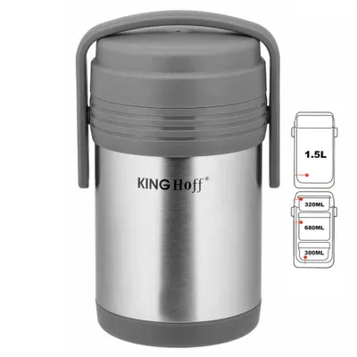 Produktbild von Kinghoff Lunch Thermos 1,5L + 3 Behälter Kh-4075