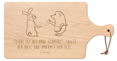 Produktbild von Mr. & Mrs. Panda Holzbrett Hase Igel - Transparent - Geschenk, Liebe Spruch, Herzschmerz, Frühstücksbrett, Hackbrett, Brotzeitbrett, und, Schneidebrett, Lustige Sprüche