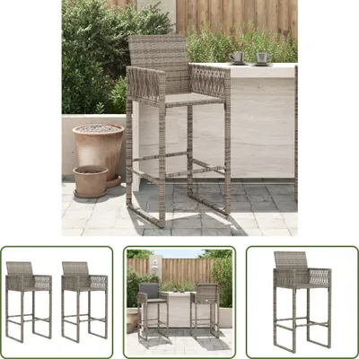 Imagen del producto de Living Store: Juego de 2 taburetes de bar para jardín, color gris, fabricados en polirratán