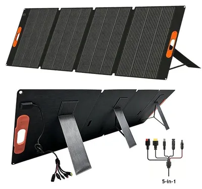 Immagine prodotto di Pannello solare - Caricabatterie solare portatile pieghevole 220 W 5 in 1 - Impermeabile - Alimentazione di emergenza - Per Power Station e campeggio