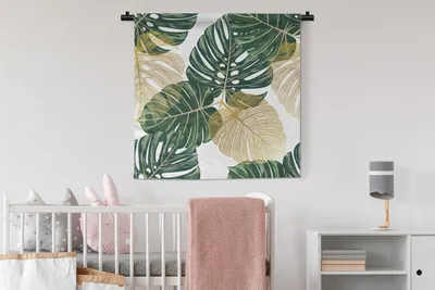 Produktbild von MuchoWow® Wandteppich Wandbehang Tropisch - Blätter - Grün 90x90 cm Tapisserie Dekoration Wandtuch - Wandaufhänger