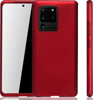 Image de Coque de protection pour Samsung Galaxy S20 Ultra, étui complet, protection d'écran 360°, couleur rouge