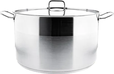 Image de Almina casserole argent en acier inoxydable avec couvercle pour tous les feux 21 L