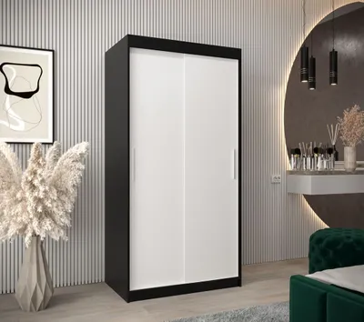 Produktbild von Schwebetürenschrank mit einer Breite von 100 cm TIMEA – Schwarz/Weiß