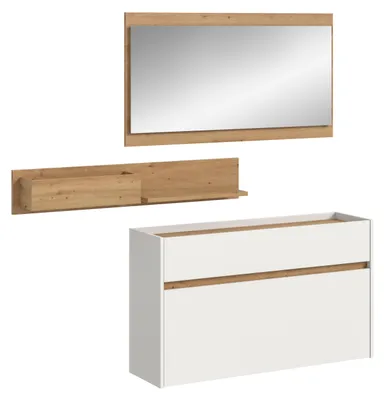 Productafbeelding van Garderobeset Drive 1 | wit / Artisan eikenhout | 3-delig