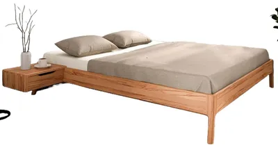Produktbild von Bett Swig 3 Kernbuche massiv 140x200 cm ohne Kopfteil mit Holzbeinen
