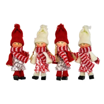 Zdjęcie produktu dla Lalki z dzianiny z czapką 4 szt., 10 cm