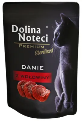 Zdjęcie produktu dla Dolina Noteci Danie z wołowiny dla kotów sterylizowanych 85g, Dorosły, Każda rasa, Wołowina, Kurczak, Wieprzowina, 85 g, Nie zawiera ziarna