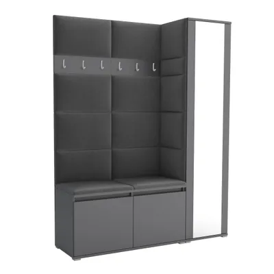 Produktbild von Garderobe LUTON 7 ANTHRACITE 15 - Farbe: anthrazit, moderne Garderobe 40x145x186 cm, funktionelle Lösung für den Flur, Garderobe, Möbel für den Flur,
