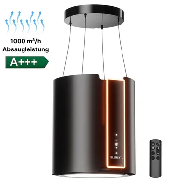 Produktbild von KB ELEMENTS Inselhaube, Dunstabzugshaube Inselhaube, 1000 m³/h, Fernbedienung, Touch- und Gestensteuerung, Umluft