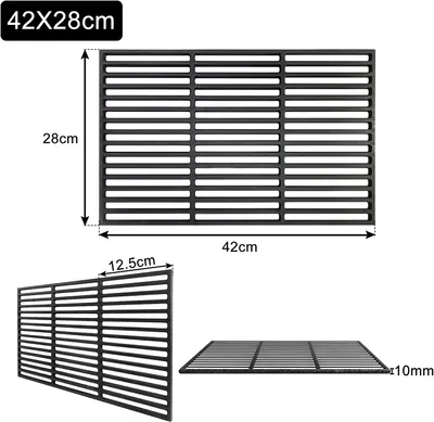 Produktbild von YARDIN Gusseisen Rechteck Grillrost Grillgitter Gussrost Roste, Grillplatten für Gasgrill und Holzkohlegrill, Massiv und Emailliert (Größen 28 x 42 cm)