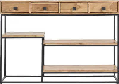 Produktbild von Miliboo - Konsole 4 Schubladen aus Akazienholz und Metall schwarz L115 cm GRENELLE