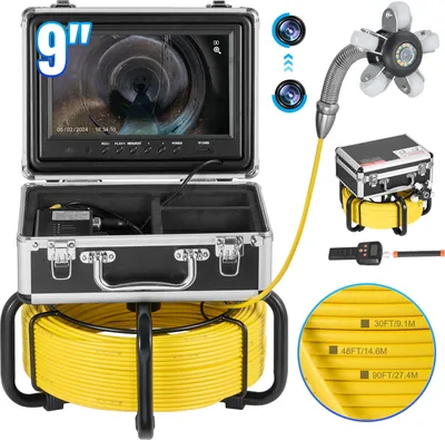Produktbild von VEVOR Kanalkamera mit 512-Hz-Ortungsgerät, 30 m, selbst nivellierende Rohrinspektionskamera mit 9-Zoll-1080P-HD-Bildschirm, 36-fachem Zoom, Rohrkamera