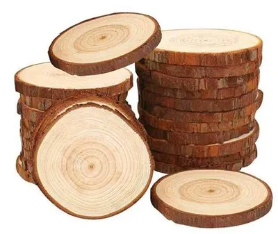 Obrázok produktu pre Drevené kruhy na kreatívne projekty - 20 kusov - prírodné drevo - nelakované - priemer 5-6 cm - farba dreva