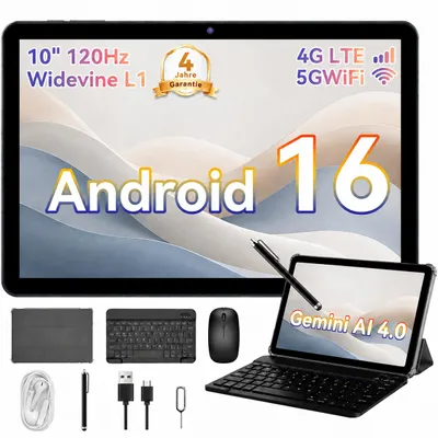 Produktbild von 2026 W80 10" 120Hz Tablet, 32+128GB/2TB, Android16, Gemini AI4.0, Widevine L1, 5GWiFi, 6000mAh, OTG, mit Tastatur Maus Stift Schutzhülle Set