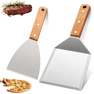 Produktbild von Grillspatel-Set, 2 Stück, Edelstahl-Spatel zum Grillen und Kochen
