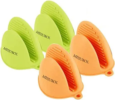Produktbild von Famanu Ofenhandschuhe hitzebeständig - Set von 2 - Grün und Orange