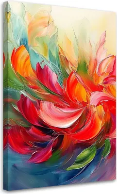 Produktbild von Leinwandbild Bunte gemalte Abstraktion 60x90 Feeby Bunt bild für die wand bereit zum aufhängen