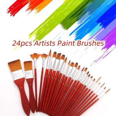 Produktbild von 24pcs Acryl Farbe Pinsel Set Nylon Haar Künstler Pinsel Professionelle Malerei Pinsel mit Canvas Tasche für Aquarell Öl Gouache Nagel Körper Gesicht Zeichnung Künstler Zeichnung Kits Kunsthandwerk Zubehör