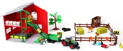 Produktbild von Bburago 18-31682 - Farmland Pferdestall inkl. Fendt 1050 Vario Traktor (69 Teile)