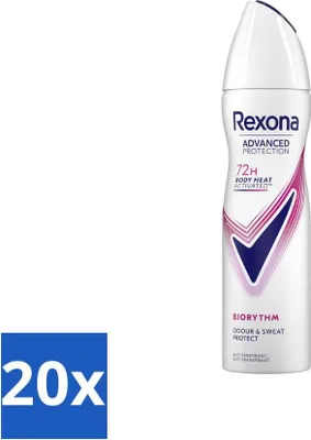 Obrázek produktu pro Rexona Deodorant Spray Advanced Protection Ultra Dry Biorhythm 150 ml – výhodné balení – 20 kusů