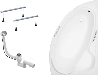 Produktbild von BADLAND Eckbadewanne Badewanne Bianka RECHTS 150x95 mit Ablaufgarnitur und Füßen GRATIS ohne Verkleidung