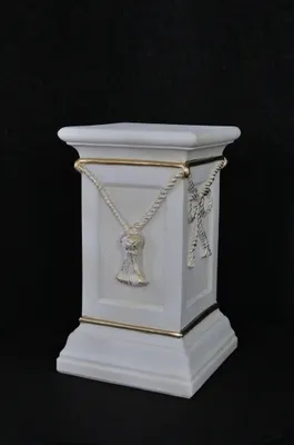 Produktbild von Säule Mäander Style Beistelltisch Marmoriert Dekosäule 43cm Griechische Antik Retro Rokoko Säule Barock Blumenständer Podest Handbemalt