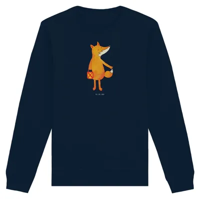 Produktbild von Mr. & Mrs. Panda Nachhaltiger Pullover Fuchs Laterne Größe S - French Navy - Geschenk, Baumwoll Sweatshirt, Füchse, Pulli, Sankt Martin, Sweater, Laternenumzug
