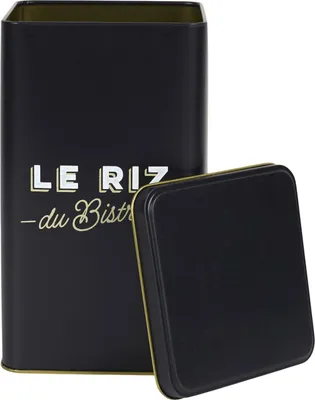 Image de HowHomely | Boîte à riz - Réserve de riz - 11 x 11 x 18 cm - Noir Or - Récipient à riz - Métal - avec inscription