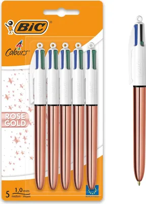 Produktbild von BIC 4 Farben Kugelschreiber 4 Colours 'Rose Gold', Stärke 1,0mm, nachfüllbar | 5er Pack