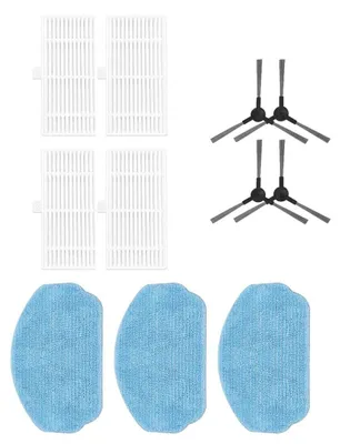 Productafbeelding van Onderdelenset voor robotstofzuigers - 4 filters, 4 zijborstels en 3 dweildoeken - Accessoireset voor vloerreiniging