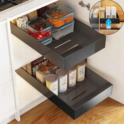 Produktbild von Teleskopschublade Schwarz 30x43x9 cm Ausziehbar
