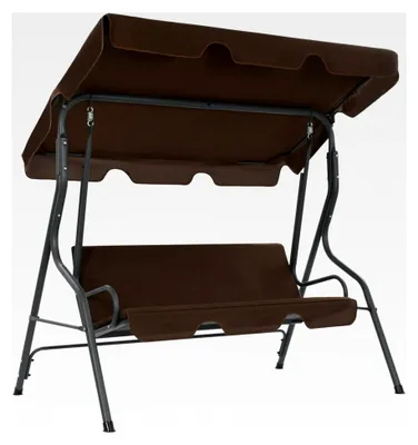 Produktbild von Hollywoodschaukel Kaffeebraun - Stahlrahmen, Polyester, 170x110x153 cm, für Garten und Terrasse