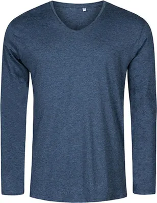 Produktbild von X.O V-Ausschnitt Langarmshirt Herren, Marineblau-Melange, L