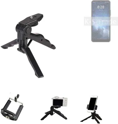 Produktbild von K-S-Trade Stativ Tisch-Ständer Dreibein Handy-Stativ Ständer kompatibel mit Sharp Rouvo V Mini-Stativ Smartphone Tripod Handy-Stativ aus Plastik