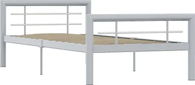 Produktbild von vidaXL Bettgestell Grau und Weiß Metall 90×200 cm