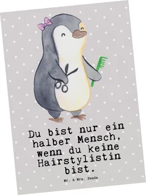 Produktbild von Mr. & Mrs. Panda Postkarte Hairstylistin Herz - Grau Pastell - Geschenk, einzelkarte, bildkarte, Spruch, Beruf, Postkarten, Witzig, Friseursalon, Ansichtskarte, Grußkarte