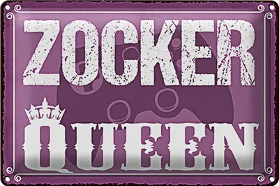 Produktbild von Blechschild Spruch 40x30cm Zocker Queen Controller
